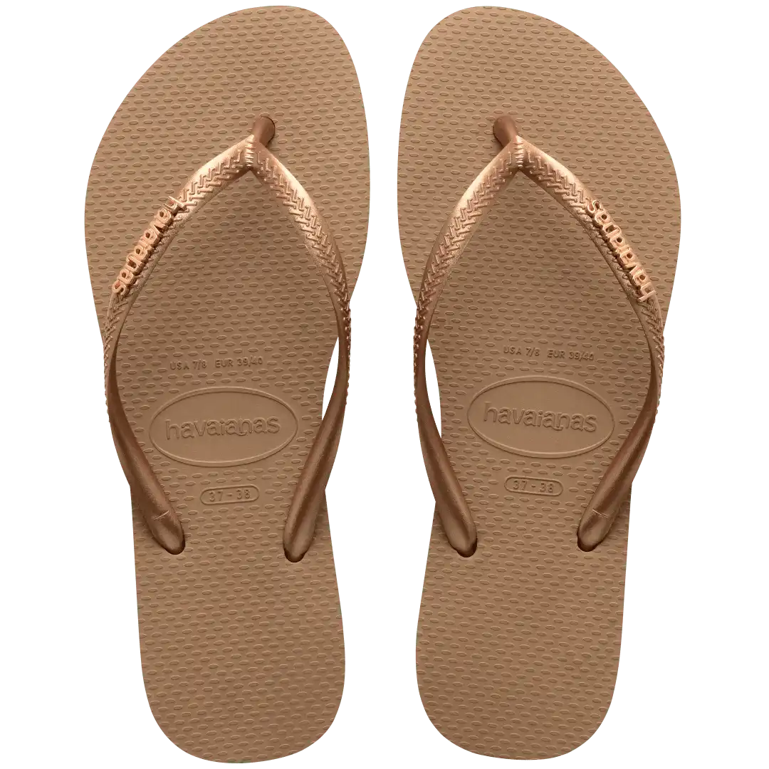 Women's Slim Logo Metallic Flip Flops