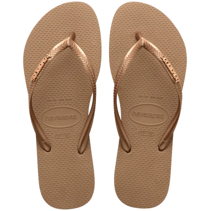 Women's Slim Logo Metallic Flip Flops
