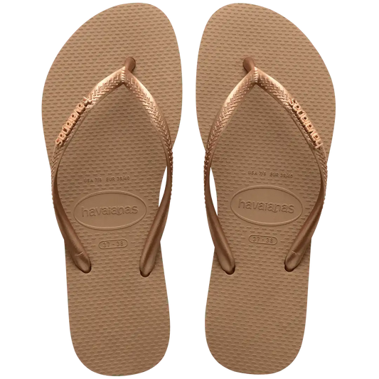 Women's Slim Logo Metallic Flip Flops