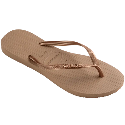 Women's Slim Logo Metallic Flip Flops
