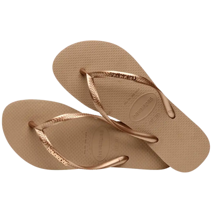 Women's Slim Logo Metallic Flip Flops