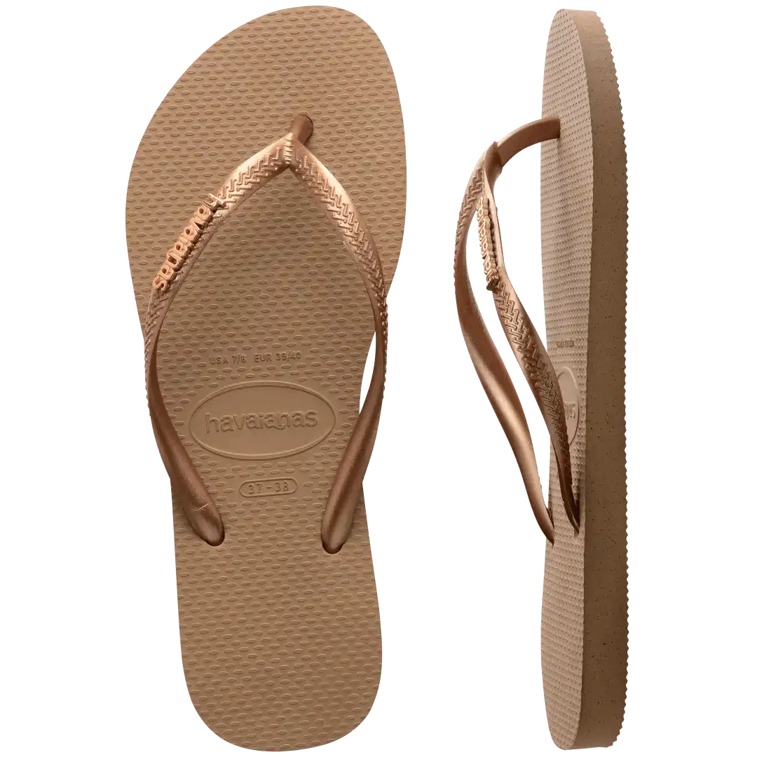 Women's Slim Logo Metallic Flip Flops