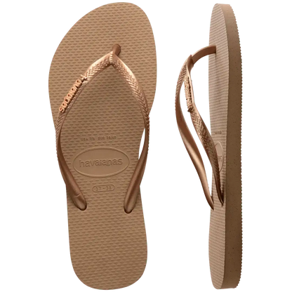 Women's Slim Logo Metallic Flip Flops