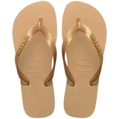 Women's Top Logo Metallic Flip Flops