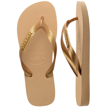 Women's Top Logo Metallic Flip Flops
