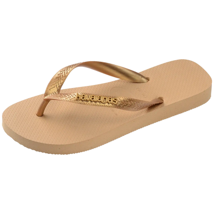 Women's Top Logo Metallic Flip Flops