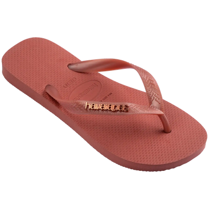Women's Top Logo Metallic Flip Flops