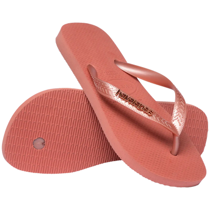 Women's Top Logo Metallic Flip Flops