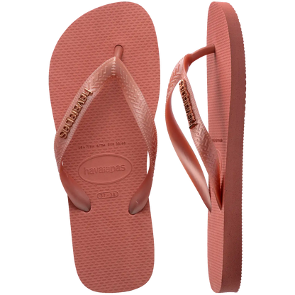 Women's Top Logo Metallic Flip Flops