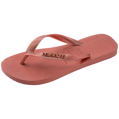 Women's Top Logo Metallic Flip Flops