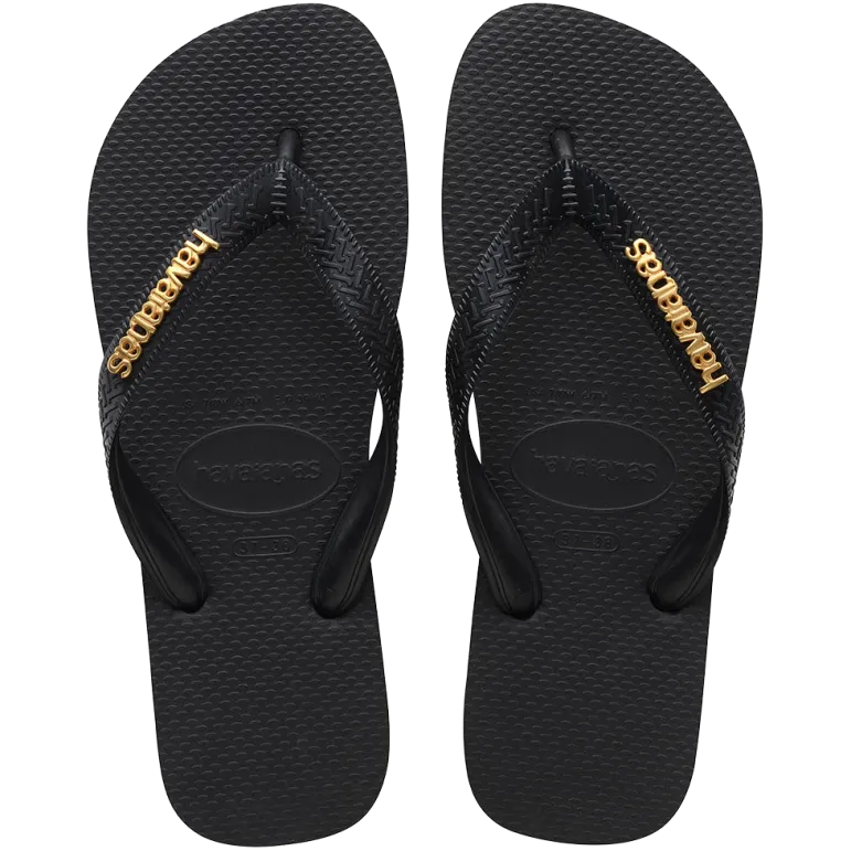 Women's Top Logo Metallic Flip Flops