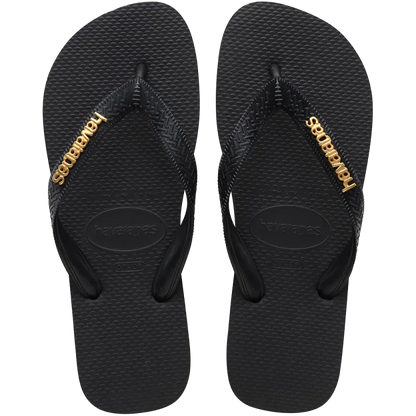Women's Top Logo Metallic Flip Flops