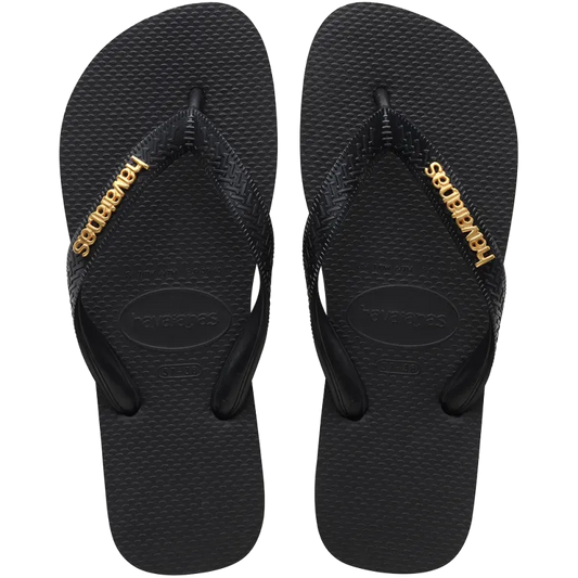 Women's Top Logo Metallic Flip Flops