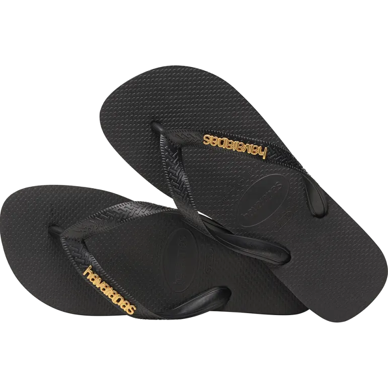 Women's Top Logo Metallic Flip Flops