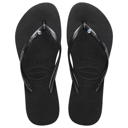 Women's Slim Crystal Flip Flops